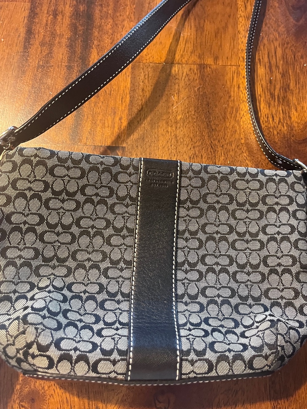 Vintage Coach 4771 Signature Stripe Mini Duffle Shoulder Bag Black Y2K